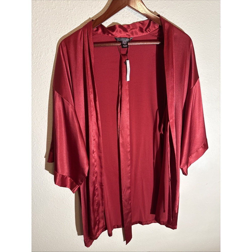 NWT Victoria's Secret Burgandy Robe Medium/Large Romantic Kimono Style with Tie